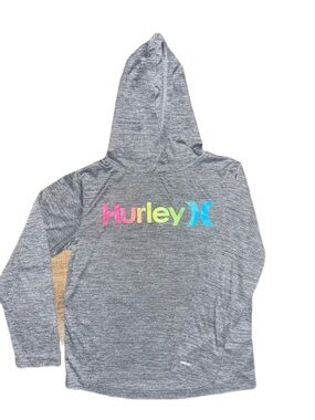 Hurley Heather Gray Wet-Dry long sleeve pullover w/ hood.